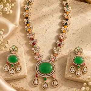 Meher Green Oval & Multicolour Necklace Set