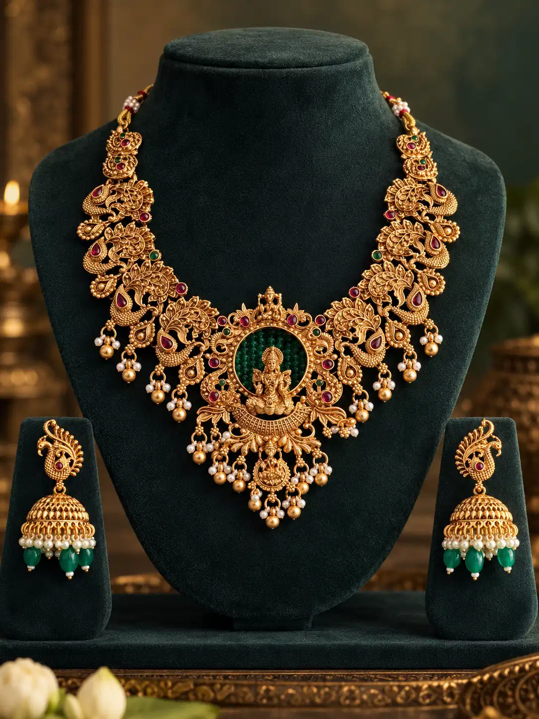 mahalakshmi-mayura-temple-necklace-peacock-jhumka-set