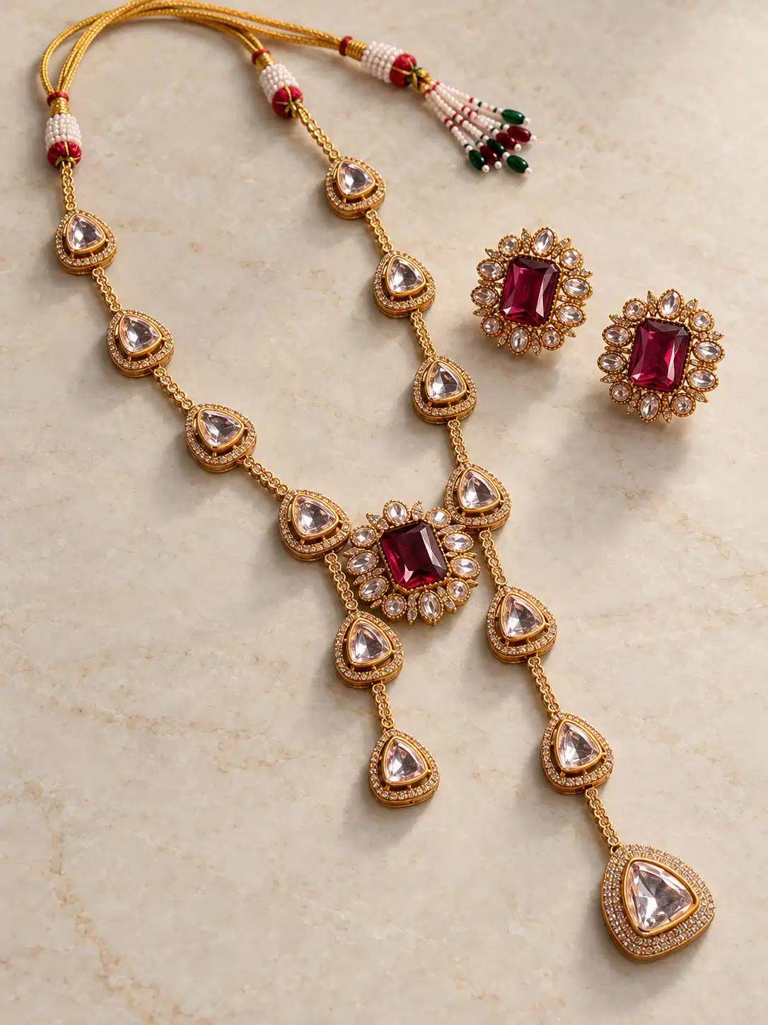 rajmani-wine-centre-twin-drop-necklace-stud-set