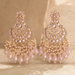 blush pink chandbali earrings – Gulabi Noor Blush Chandbali Earrings