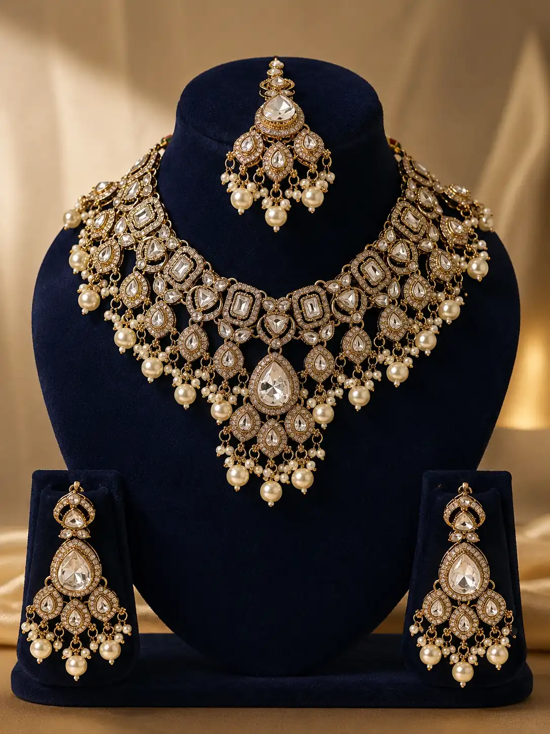 rajnoor-clear-teardrop-pearl-style-collar-set