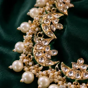crescent pearl style drop necklace set – Chandrika Crescent & Pearl-Style Drop Necklace Set