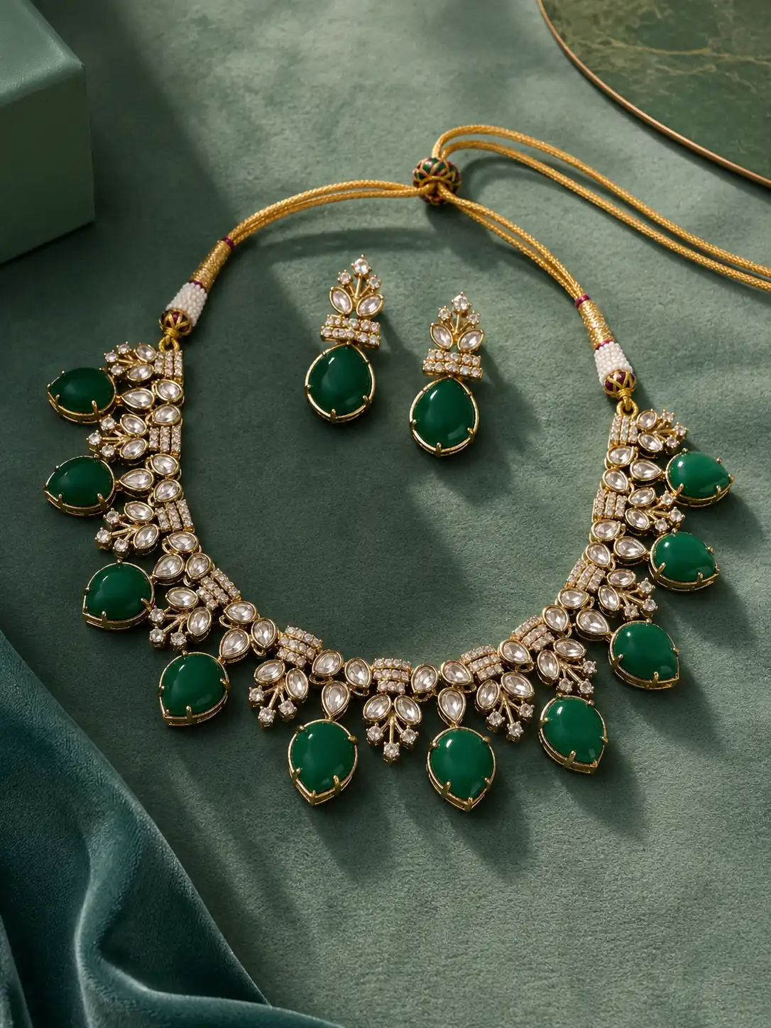zareen-green-drop-polki-style-necklace-set