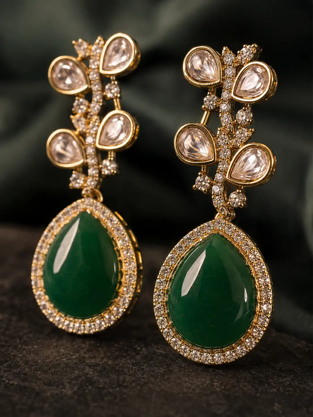 meher-zamrud-green-floral-drop-earrings