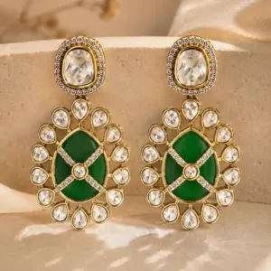 green halo earrings – Zamrud Chakra Green Halo Earrings