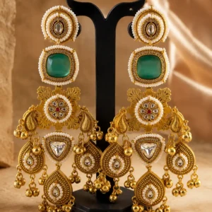 green heritage statement earrings – Shalimar Virasat Green Heritage Statement Earrings
