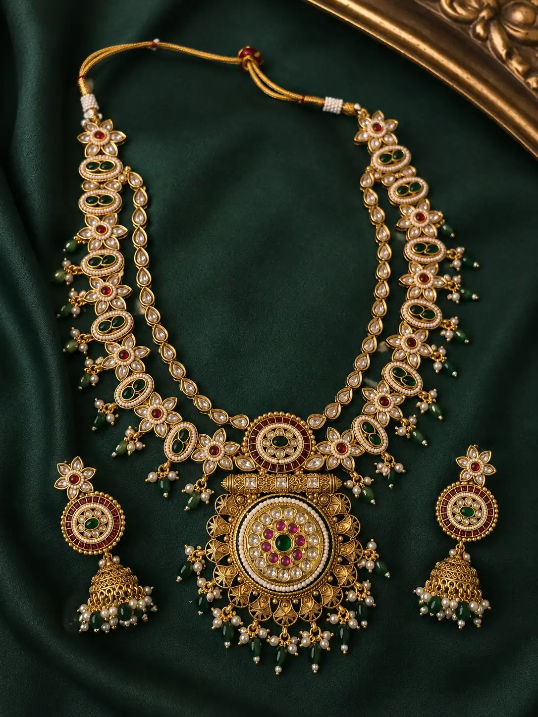 rajeshwari-green-medallion-rani-haar-set