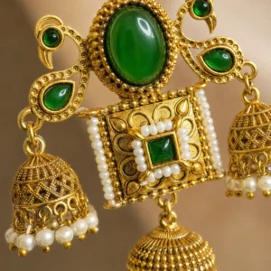 green peacock jhumka earrings – Mayura Shalimar Green Peacock Jhumka Earrings