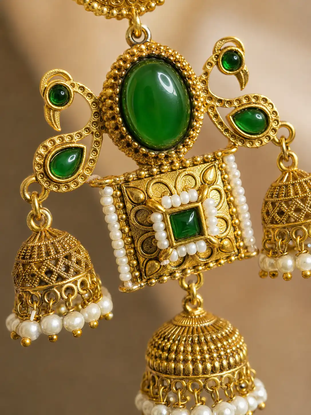 mayura-shalimar-green-peacock-jhumka-earrings