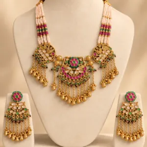 ivory beaded chain-fringe necklace set – Rangmahal Ivory Beaded Chain-Fringe Necklace Set