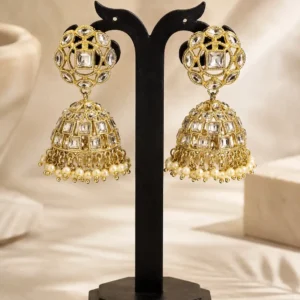 kundan style dome jhumka earrings – Sheesh Mahal Kundan-Style Dome Jhumka Earrings