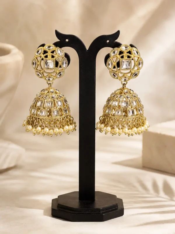 kundan style dome jhumka earrings – Sheesh Mahal Kundan-Style Dome Jhumka Earrings