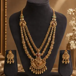 layered gold-tone heritage necklace set – Rajvalli Layered Gold-Tone Heritage Necklace Set