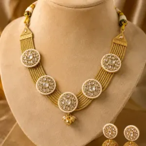 layered medallion necklace and jhumka set – Kanakprabha Layered Medallion Necklace & Jhumka Set