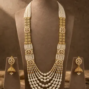 layered pearl-style rani haar and jhumka set – Padmarani Layered Pearl-Style Rani Haar & Jhumka Set