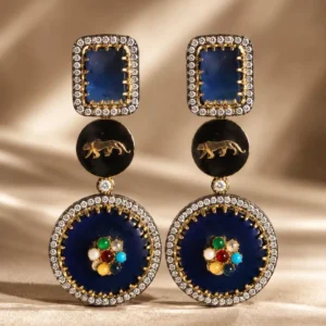 midnight blue panther earrings – Nisha Royale Midnight Blue Panther Earrings
