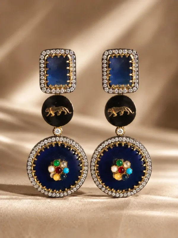 midnight blue panther earrings – Nisha Royale Midnight Blue Panther Earrings
