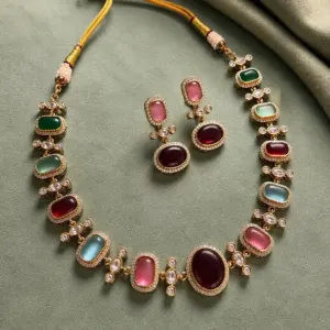multicolour accent necklace set – Rangmahal Multicolour Accent Necklace Set