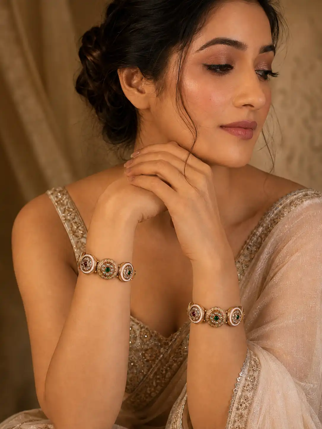 pastel medallion bangle pair for wedding and festive wear – Gulistan Darbar Pastel Medallion Bangle Pair, additional product view 9