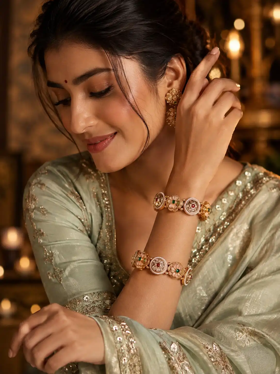 pastel medallion kada pair for wedding and festive wear – Meher Gulistan Pastel Medallion Kada Pair, additional product view 6