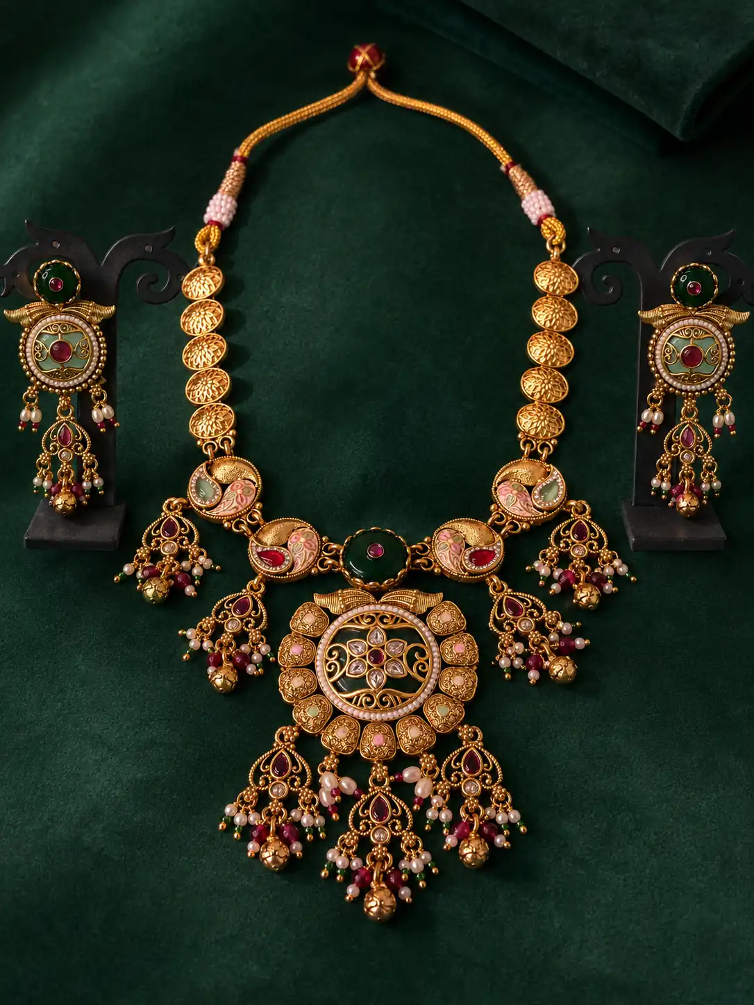 rangmahal-pastel-scroll-medallion-necklace-set