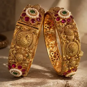peacock floral kada pair – Mayura Ratna Peacock & Floral Kada Pair