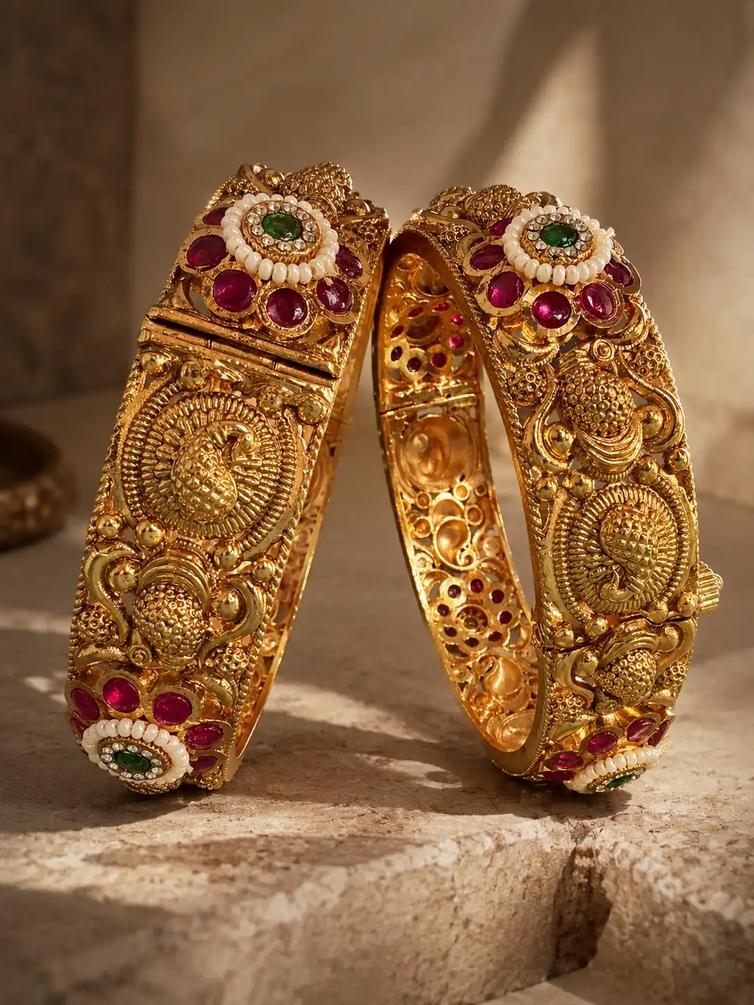 mayura-ratna-peacock-floral-kada-pair