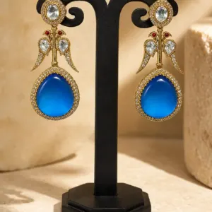 royal blue peacock drop earrings – Neel Mayura Royal Blue Peacock Drop Earrings