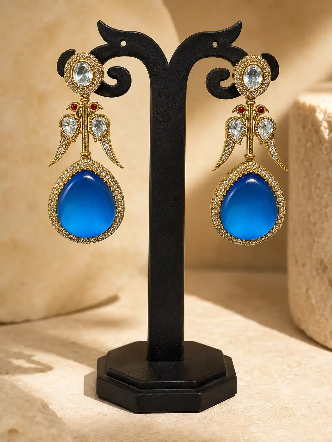 neel-mayura-royal-blue-peacock-drop-earrings