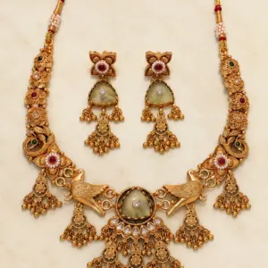 sage bird motif necklace set – Mayurshree Sage Bird Motif Necklace Set