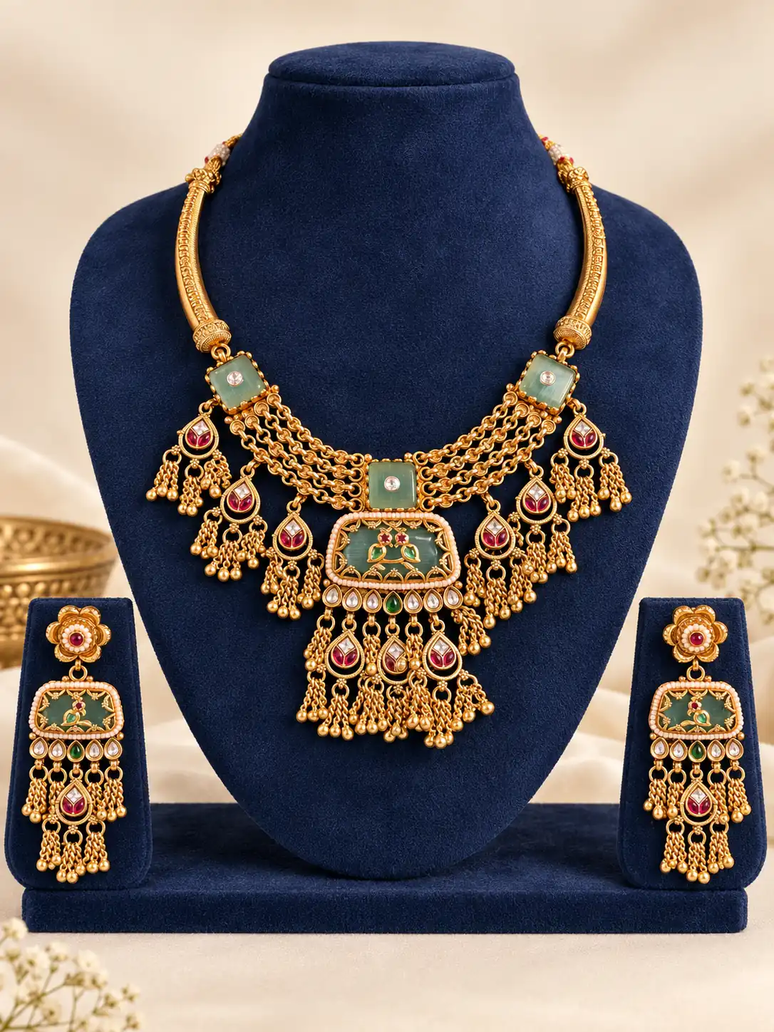 hansmilan-sea-green-bird-panel-necklace-set