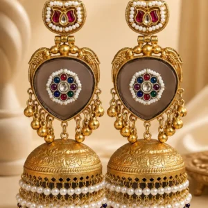 smoky grey heritage jhumka earrings – Shahnoor Smoky Grey Heritage Jhumka Earrings