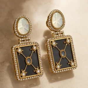 smoky plum geometric earrings – Meher Noir Smoky Plum Geometric Earrings