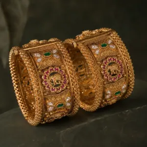 temple style medallion kada bangles – Rajmandir Temple-Style Medallion Kada Bangles