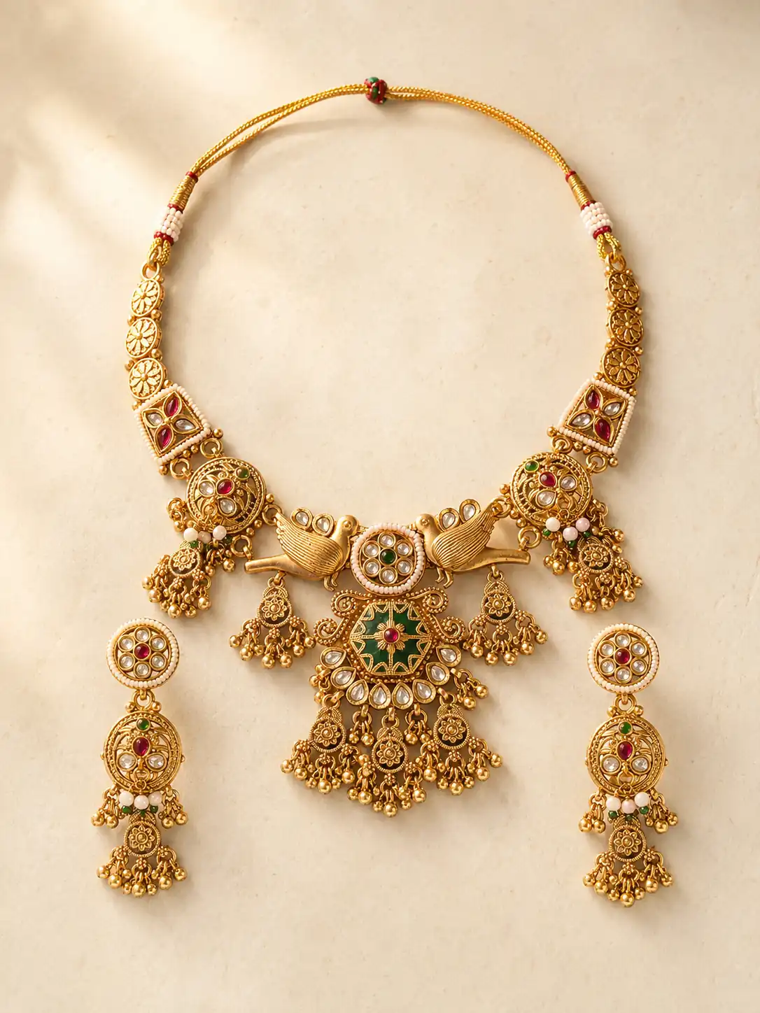 rajhans-twin-bird-floral-pendant-necklace-set