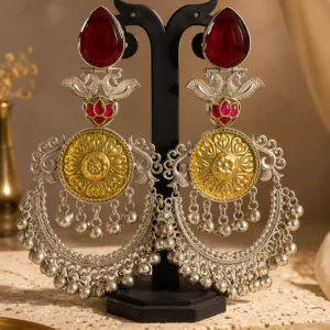two tone chandbali earrings – Gulnaar Shalimar Two-Tone Chandbali Earrings