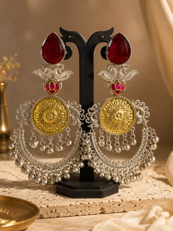 two tone chandbali earrings – Gulnaar Shalimar Two-Tone Chandbali Earrings