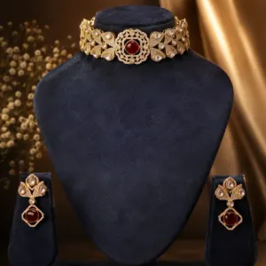 wine clear leaf choker set – Rajnoor Wine & Clear Leaf Choker Set