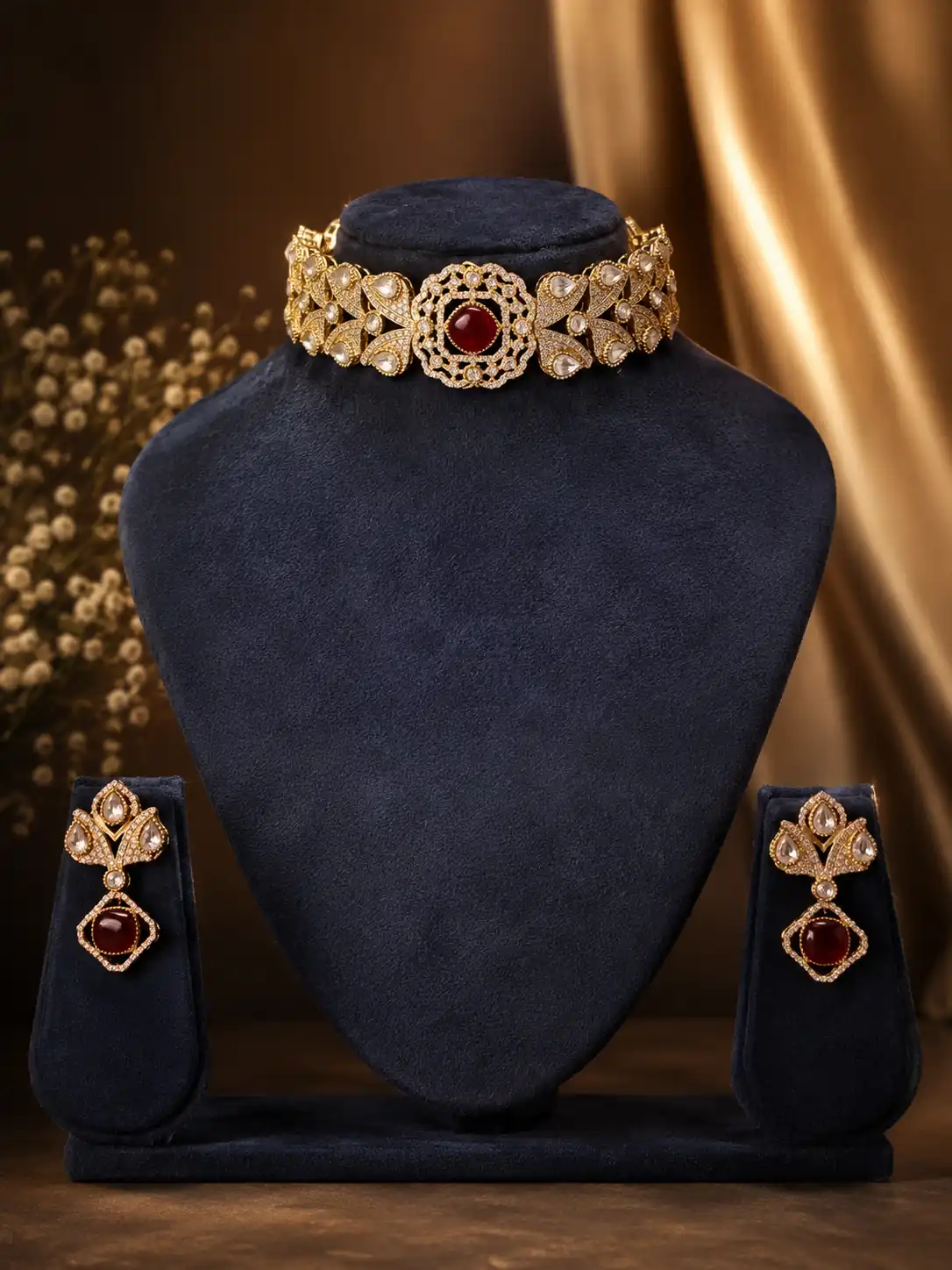 rajnoor-wine-clear-leaf-choker-set